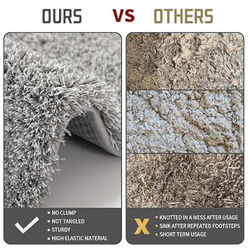 Yimobra Bathroom Rug Set 2 Piece, Soft Absorbent Microfiber Bath Mat Set, Non Slip Machine Washable Dry, Plush Shaggy Shower Rugs for Bathroom Floor, 32"x20"+24"x17", Light Gray and White thumbnail 5
