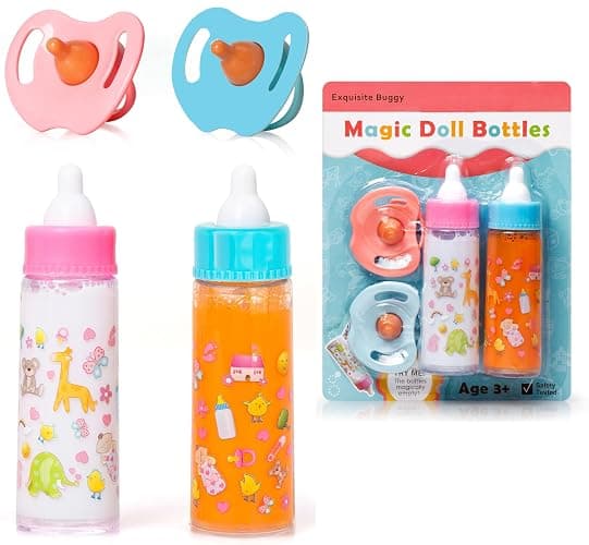 Exquisite Buggy My Sweet Baby Disappearing Magic Bottles - Includes 1 Milk, 1 Juice Bottle with Pacifier for Baby Doll (Colorful) - Image 1