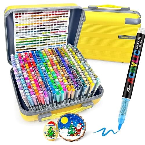 Guangna 360 Acrylic Paint Markers, Brush Tip Acrylic Paint Pens, Quick-Drying Waterproof Ink, for Rock Painting Plastic Wood Canvas Glass Ceramic Metal Art Crafts Supplies Gift - Image 1