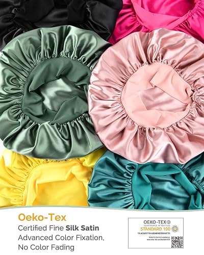 YANIBEST Silk Bonnet for Sleeping Women Satin Bonnet Double Layer Satin Lined Hair Bonnet with Tie Band Curly Hair - Large - Sage thumbnail 6