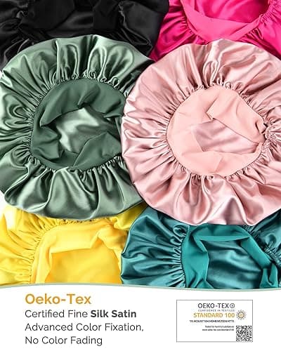 YANIBEST Silk Bonnet for Sleeping Women Adjustable Double Layer Satin Bonnet Reduce Friction Prevent Frizz Natural Curly Hair thumbnail 7