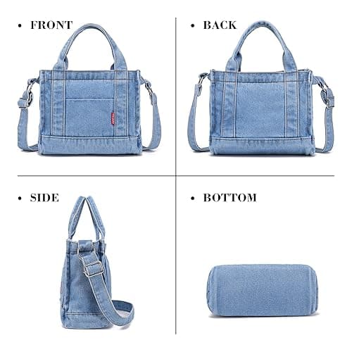 AOCINA Denim Purse Jean Tote Bag for Women Crossbody Shoulder Weekend Bags Denim Purses and Handbags for Women thumbnail 7