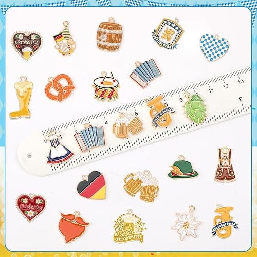 MARFOREVER 40Pcs/20 Pairs Oktoberfest Charms for Jewelry Making, Beer Theme Festival Charm German Beer Mug Pretzel Dangle Charms for Bracelet Necklace Earrings Making Accessories thumbnail 3
