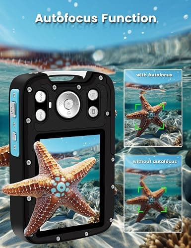 YEEIN Underwater Camera 4K 48MP Autofocus Selfie Dual Screen Waterproof Camera with Floating Strap and 32GB Card, 17FT Compact Waterproof Digital Camera, Fill Light Underwater Camera for Snorkeling thumbnail 3