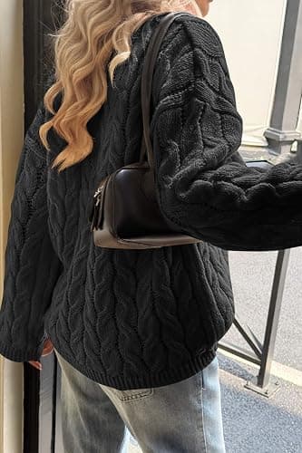 Cicy Bell Womens Oversized Cable Knit Sweaters Long Sleeve Crewneck Chunky Loose Fit Pullover Tops thumbnail 4