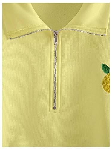 Verdusa Women's Fruit Print Collared Oversized Sweaters Half Zip Pullover Fall Knit Tops thumbnail 4