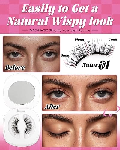 Upgrade Natural Look Soft Magnetic Eyelashes with Applicator and Lash Fixer Reusable Magnetic Eyelashes Kit, No Glue Needed Soft Magnet Lashes, Easy To Wear and Remove by EMEDA(Natural) thumbnail 6