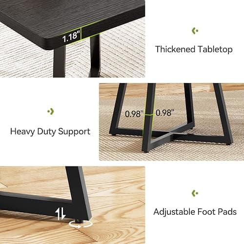 LITTLE TREE 31.5 Inches Small Dining Table for 4, Square Dinner Table for Small Space, Dining Room Tables, Black Wooden Kitchen Table with Metal Legs, Modern Leisure Cafe Table for Apartment thumbnail 5