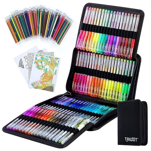 Glitter Gel Pens, 160 Pack Glitter Pen with Case for Adults Coloring Books | Artist Colored Gel Markers with 40% More Ink for Drawing Scraobooking Writing Doodling - Image 1