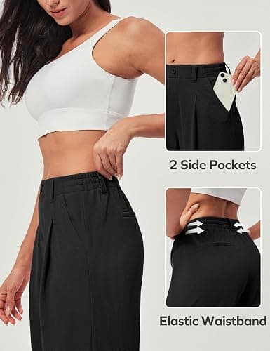 Ewedoos Wide Leg Pants Woman Stretchy Work Dress Pants Women Pull on Business Casual Slacks Trousers Fall Outfits 26"/28" thumbnail 5