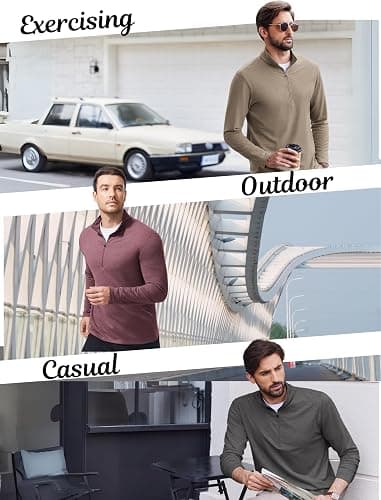 PINSPARK Men's Quarter Zip Up Pullover Mock Neck Sweatshirts Long Sleeve Golf shirts Performance Athletic Casual Workout thumbnail 5