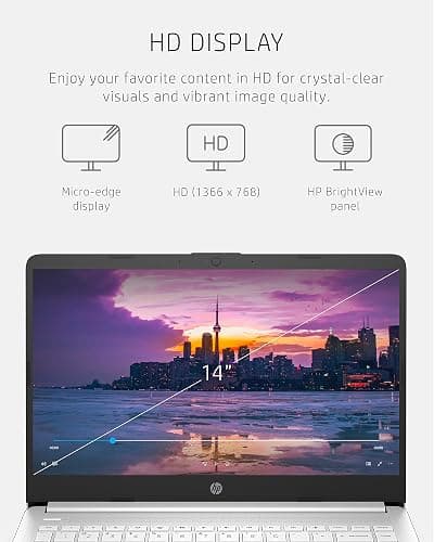 HP 14 Laptop, Intel Celeron N4020, 4 GB RAM, 64 GB Storage, 14-inch Micro-edge HD Display, Windows 11 Home, Thin & Portable, 4K Graphics, One Year of Microsoft 365 (14-dq0040nr, Snowflake White) thumbnail 4