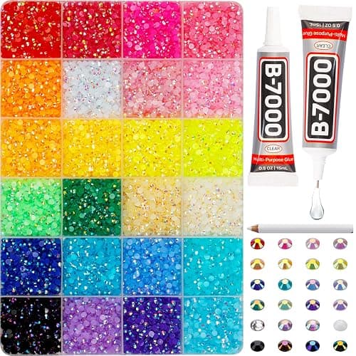 16000Pcs 3mm Rhinestones for Bedazzling, Bedazzler Kit with Rhinestones and Tools, Flatback Resin Jelly AB Colorful Rainbow Crystals Gems Set with Glue for Nail Art Crafting Clothes Crafts - Image 1