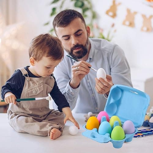 Half Dozen Egg Cartons 24 Pack, Colorful Blank Natural Pulp Egg Holder 6 Count for Chicken Eggs Reusable, Easter Color Storage Box for Holds Up to Six Container Basket Cardboard Paper, 24 Labels thumbnail 2