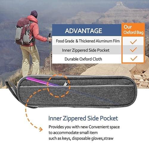 Portable Reusable Travel Utensils Silverware With Case, Camping Cutlery Set, Chopsticks and Straw, Flatware With Case, Stainless Steel Rainbow Top thumbnail 3