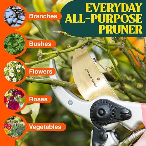 Haus & Garten ClassicPRO 8.5" Premium Titanium Bypass Garden Shears - Use as Pruners, Pruning Shears for Gardening, Hand Pruners, Handheld Garden Clippers, Scissors for Women thumbnail 6