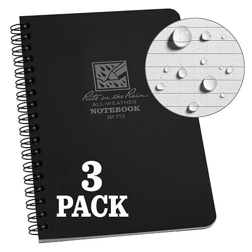 Rite In The Rain Weatherproof Side Spiral Notebook, 4.625" x 7", Black Cover, Universal Pattern, 3 Pack (No. 773L3) thumbnail 15