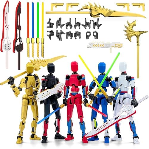 Falandi 5-Pack T13 Titan Action Figure Already Assembled, Multi-Colored Titan 13 Action Figure Set with Laser Saber 3D Printed T 13 Lucky Robo Dummy Nova 13 Action Figures, Figura de acción t13 - Image 1