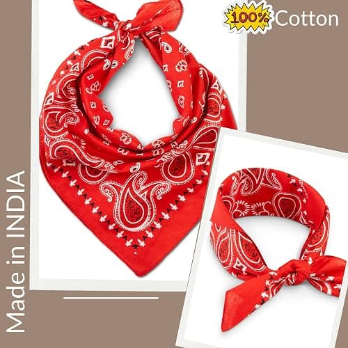 Premium Cotton Bandana for Men & Women - Paisley Neck Scarf Headband | Versatile Sports Headwear for Cycling, Hiking, Walking and Running, Wear as a Face Cover or Stylish Hair Bandana thumbnail 3