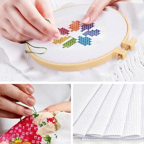 6 Pièces 20 x 20 CM Tissu pour Point de Croix,Blanche Tissu à Broder en pur Coton,Réserve Classique Toile Aida,Meilleure Qualité Tissu Broderie, pour la Confection de Vêtements Travaux,Manuels thumbnail 5