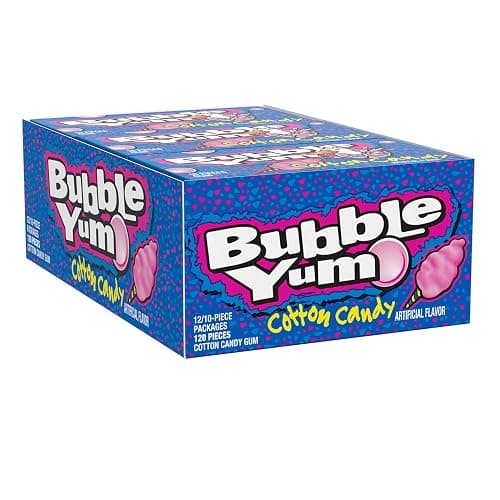 BUBBLE YUM Cotton Candy Flavored Chewy, Bubble Gum Packs, 2.82 oz (12 Count) thumbnail 2