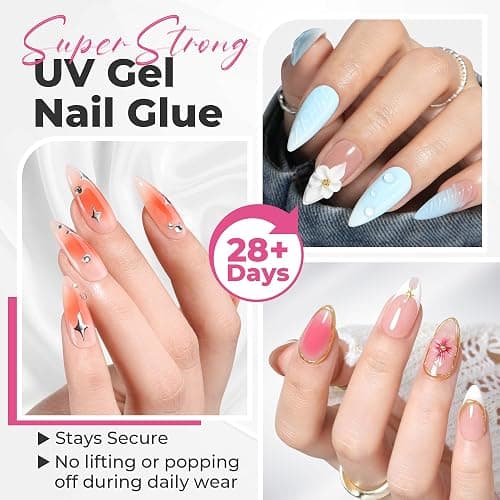 UNA GELLA 2Pcs x 25g Solid Nail Glue Gel, U V Gel Nail Glue for Nail Tips | LED Light Cured Strong Long-Lasting Hold, Easy to Buff & Soak Off, for Nails Extensions Not for Press-On Nails thumbnail 8