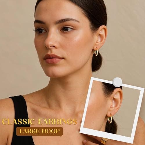 Dochais 18K Gold Plated Hoop Earrings - 925 Sterling Silver Hoop Earrings Large Hypoallergenic Lightweight Thin Big Hoops for Women-15/20/30/40MM thumbnail 6