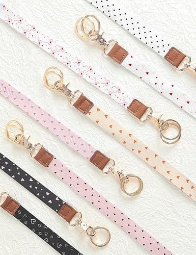Knagsfa Lanyards for Keys, Neck Lanyards for ID Badges with Metal Hook, Cute Lanyard Keychain for Women, Pink Heart thumbnail 6