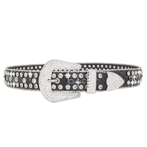 VXRXAL Men Fashion Rhinestone Belt Western Bling Studded Design Leather Diamond Belt for Jeans thumbnail 5