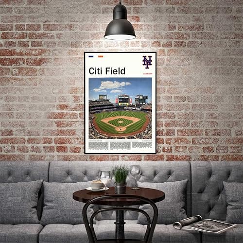 CitiFieldew Stadium Poster (L24 xW16 Canvas) New York Ballpark Wall Art Print, Mets Retro Sports Poster, Gift for Baseball Fans Supporters thumbnail 3