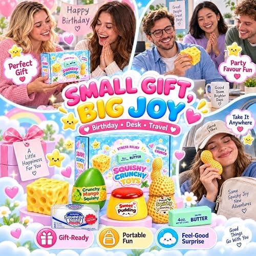6 Pack Crunchy Squishy Box Slow Crunchy Squishies Mystery Fun Set (6PCS E) | Butter Peanut Pudding Cream Cheese Potato Asmr Filled, Squeeze Stress Ball Rebound Calming Desk Decor Moldable Adults thumbnail 7