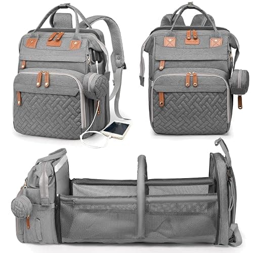 Astro alan Baby Diaper Bags with Changing Station, Waterproof Diaper Bag Backpack for Moms Dads with USB Charging Port, Baby Shower Gifts, Large Capacity diaper backpack, Grey - Image 1