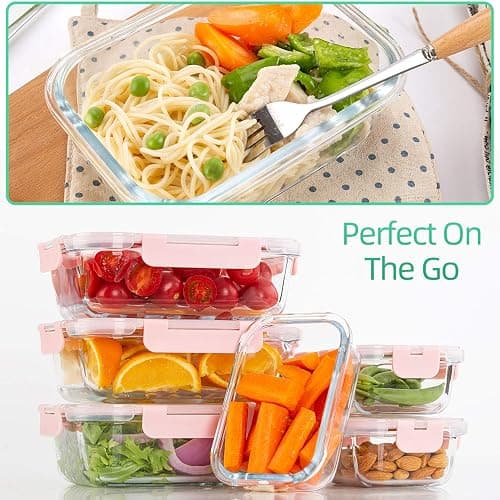C CREST [10 Pack] Glass Meal Prep Containers, Food Storage Containers with Lids Airtight, Glass Lunch Boxes, Microwave, Oven, Freezer and Dishwasher Safe thumbnail 7