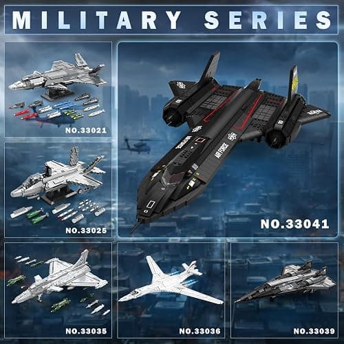 Reobrix SR-71 Blackbird Reconnaissance Fighter Jet Building Set, 33041 Military Aircraft Construction Sets, Home Decor or Collection, Aviation Airplane Toy Gifts for Adult and Military Fans thumbnail 7