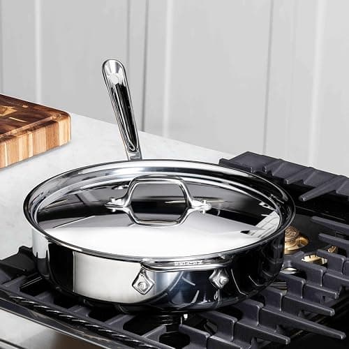 All-Clad D3 3-Ply Stainless Steel Sauté Pan 4 Quart Induction Oven Broiler Safe 600F Pots and Pans, Cookware Silver thumbnail 2