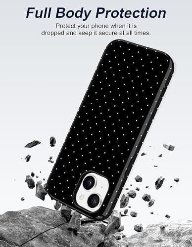 Jusy Compatible with MagSafe Polka Dot Case for iPhone 15, Cute Aesthetic Polka Dots Magnetic Phone Case, Soft TPU and Hard PC Protective Phone Cover for Women Girls (Matte) - Black thumbnail 3