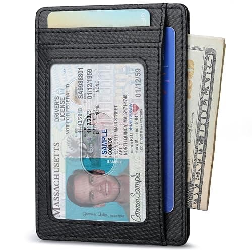 Buffway Slim Minimalist Front Pocket RFID Blocking Leather Wallets for Men and Women - Peak Black thumbnail 2