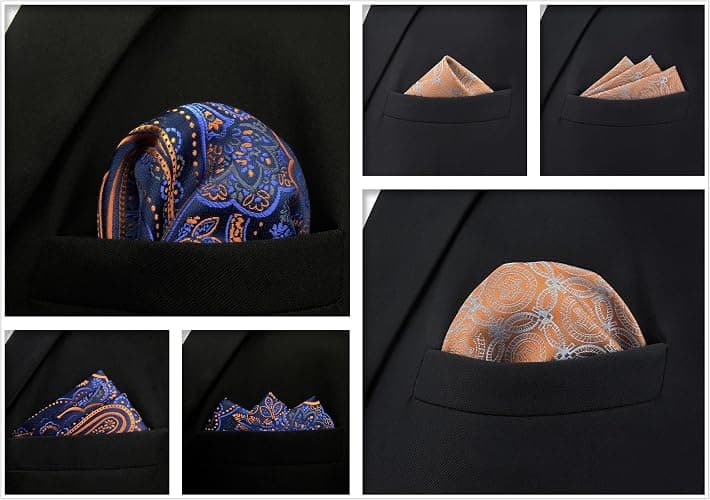 SHLAX&WING 5 Pieces Assorted Mens Silk Pocket Square Set Handkerchiefs thumbnail 4