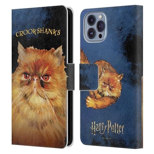Head Case Designs Officially Licensed Harry Potter Crookshanks Prisoner of Azkaban II Leather Wallet Case Compatible with Apple iPhone 14 - Image 1