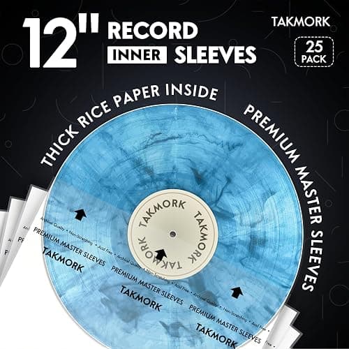 Vinyl Record Inner Sleeves: 12" Anti-Static Rice Paper LP Sleeves Album Record Acid-Free Clear Protective Sleeves for Vinyls Storage, 25pcs - Image 1