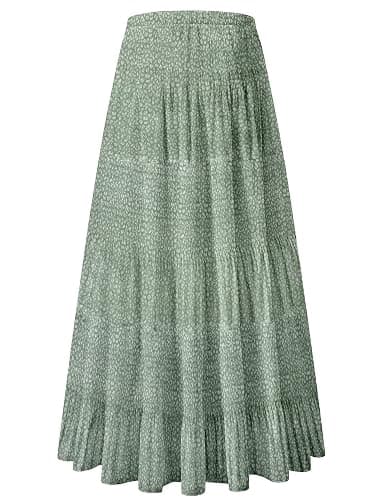 NASHALYLY Women's Chiffon Elastic High Waist Pleated A-Line Flared Maxi Skirts thumbnail 2