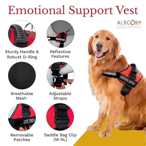 ALBCORP Emotional Support Dog Vest – Reflective Harness - Woven Nylon, Comfy Mesh Padding - Sizes from XXS to XL – Emotional Support Dog Patches Included. Black, Extra Small thumbnail 4
