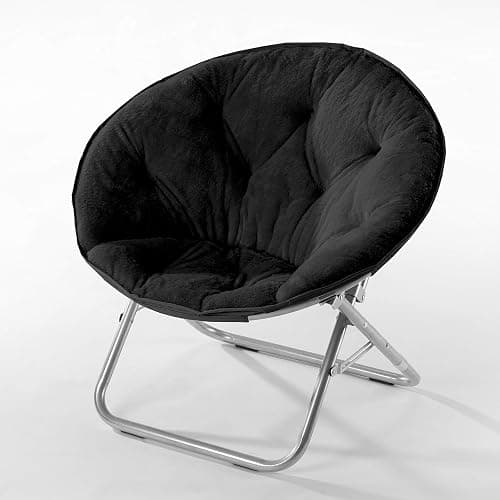 Urban Lifestyle Faux Fur Saucer Chair, One Size, Black thumbnail 4