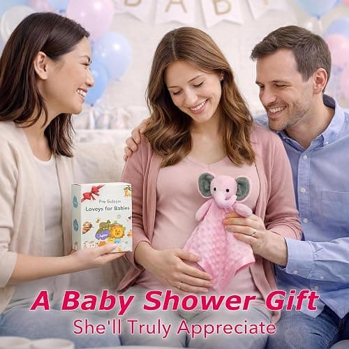 Pro Goleem Baby Girl Gifts Elephant Security Blanket with Stuffed Animal Snuggle Toy Lovey Soft Lovie Baby Registry Search for Infant and Toddler Pink 16 Inch thumbnail 2
