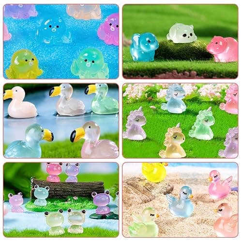 200 Pcs Mini Resin Animals Kit Accessories Variety Pack Glow Animal Figurines Resin Dairy Cow Ducks Figurines Accessories for Variety Pack for Garden Micro Landscape Aquarium Potted Dollhouse Decor thumbnail 5
