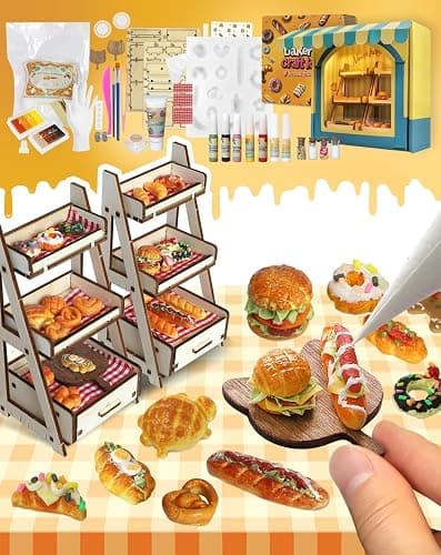 iLAND Air Dry Clay Kits Fun Crafts for Teens DIY Mini Bakery Miniature Food Toy Easy Crafts for Adult Women 1/12 Scale Accessories of Dollhouse Kitchen Creative Family Game Night Birthday Gift Ideas thumbnail 2