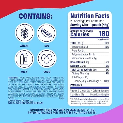 (Value Pack) Little Bites Chocolatey Chip Muffins, 20 individual packs, (1.5 oz each), Made with Real Chocolate Chip Mini Muffins, 30 oz Multipack thumbnail 2