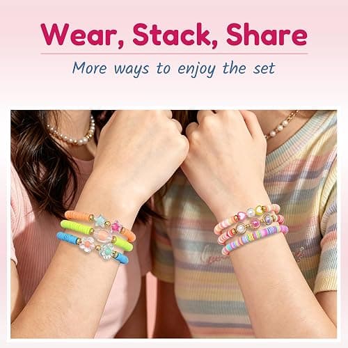 CHENSILAIYI Bracelets for Girls, 10 PCS Colorful Clay Bead Bracelet Set, Stretch Charm Bracelets for Teens, Cute Jewelry Gift for Daughters, Granddaughters, Nieces, Birthday Party Favors thumbnail 9