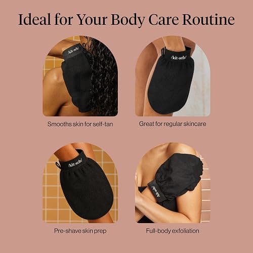 Kitsch Deep Exfoliating Gloves - Black | Korean Exfoliating Mitt and Deep Exfoliating Body Scrubber for Shower Bath, Dead Skin Remover, Skin Care for Smooth Skin thumbnail 6