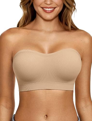 LetsJoli Push Up Strapless Bras for Women Supportive Bandeau Bra Non Slip Wireless No Underwire Padded Tube Bra - Image 1